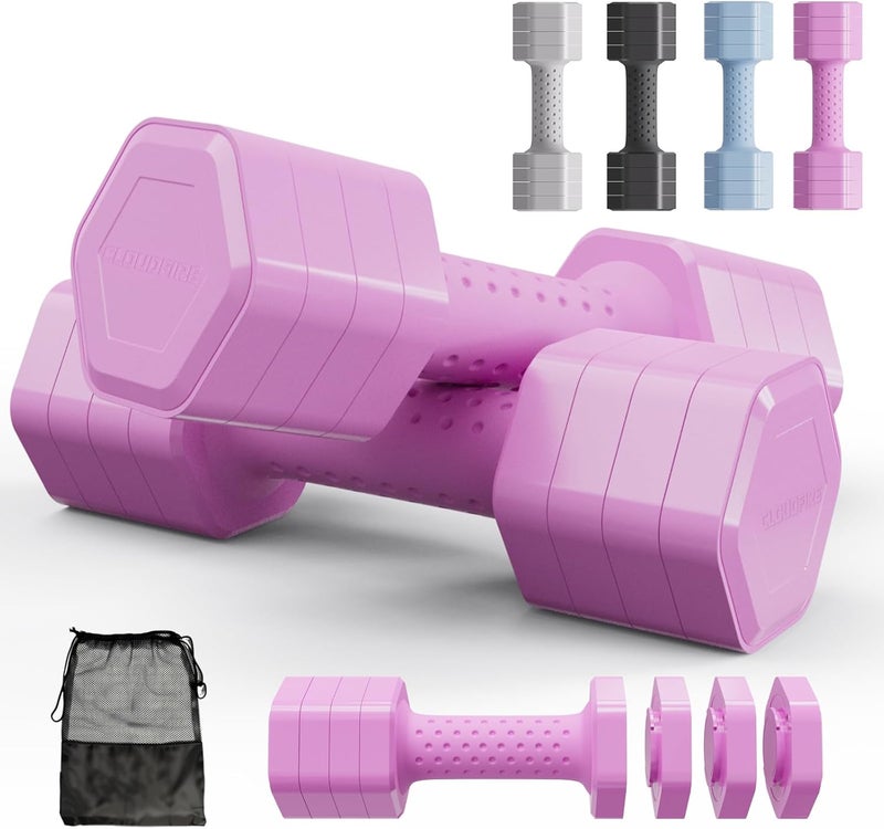 Cloud Fire Adjustable Dumbbell Set of 2, 4 in 1 Free Weights Dumbbells Set, Hand Weights for Women at Home, 5 lb Dumbbells Set with Non-slip Comfort Handle for Home Gym Exercise Workout Training - Image 1
